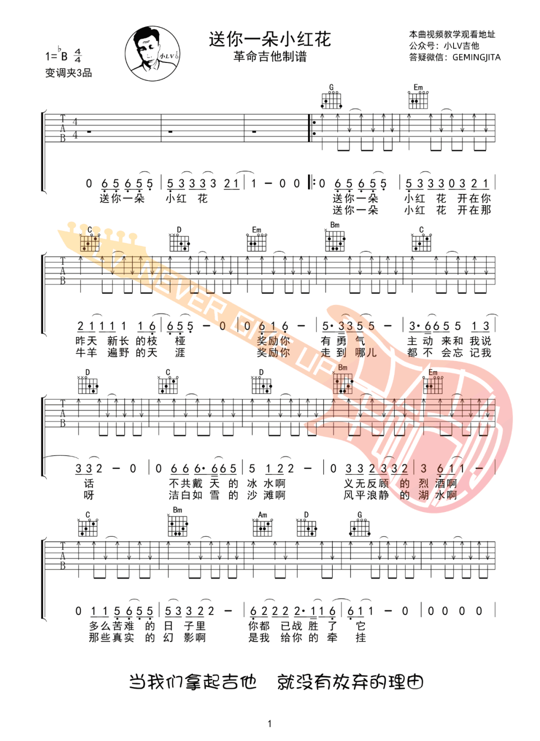 送你一朵小红花吉他谱1-赵英俊