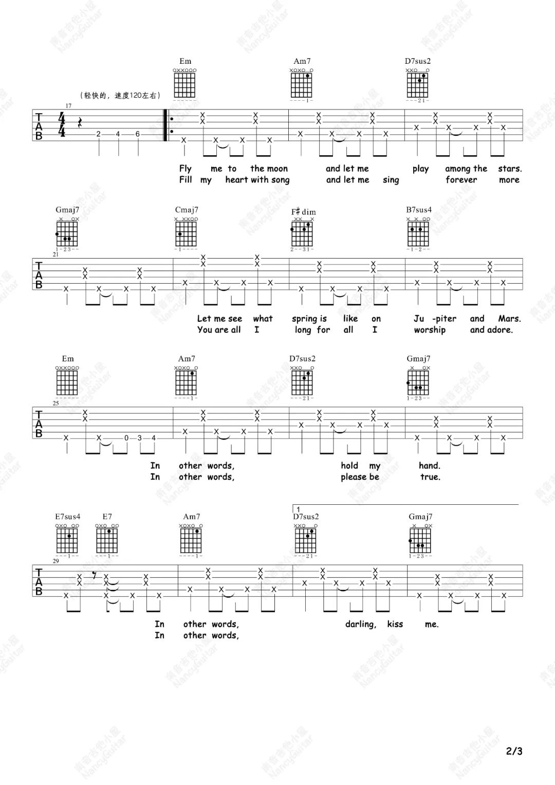 Fly-Me-To-The-Moon吉他谱2-Peggy-Lee