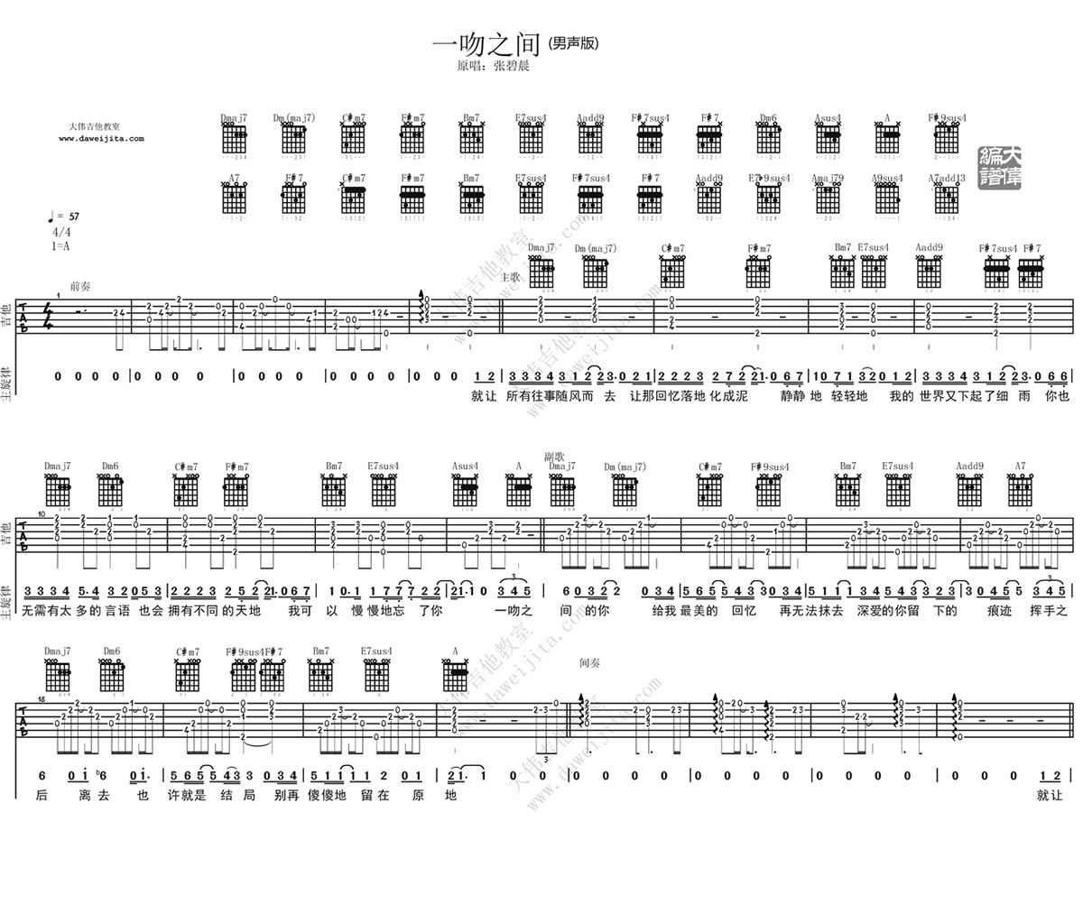 一吻之间吉他谱1-张碧晨