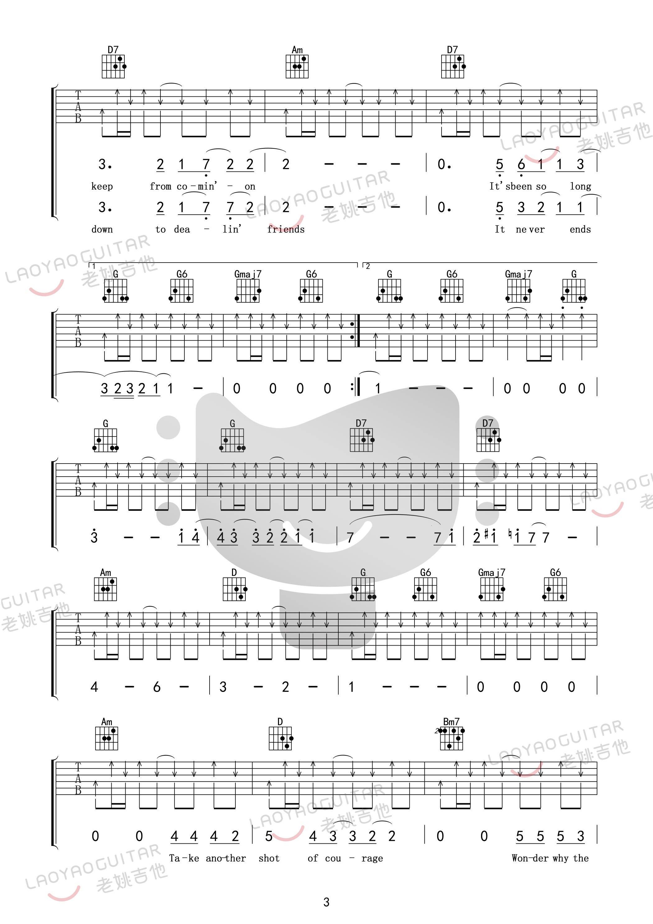 Tequila-Sunrise吉他谱3-Eagles