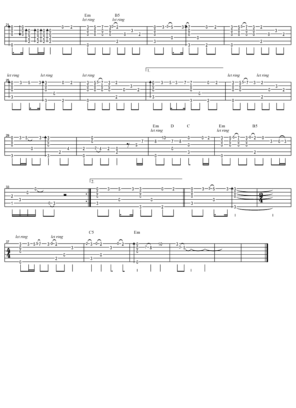 美丽的神话指弹谱_电影_神话_主题曲_吉他独奏谱